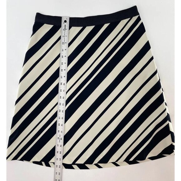 Ann Taylor Women’s Black White Striped A Line Flat Front Lined Casual Skirt 10 - Picture 9 of 11